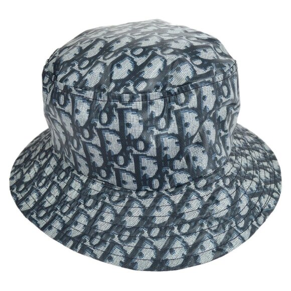 Christian Dior Trotter Pattern Hat Navy Gray CPX4011B #58 Polyester - Picture 8 of 10